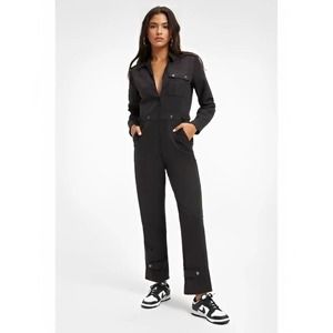 Good American Desert Flight Jumpsuit in Black 5/2XL Long Sleeve Full Zip Pockets